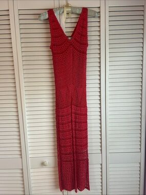 Basix II Red Maxi Dress, Sleeveless V-Neck